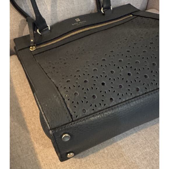 Kate Spade Perri Lane Bubbles Lynne Perforated Leather Tote Blue Bag - Picture 10 of 16